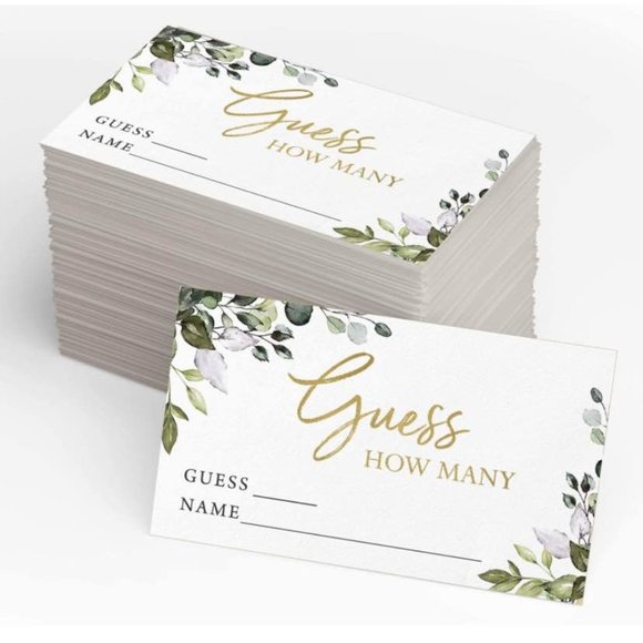 Guess How Many Card Game White Gold & Green Eucalyptus Theme with 50 cards ~ New - Picture 3 of 3